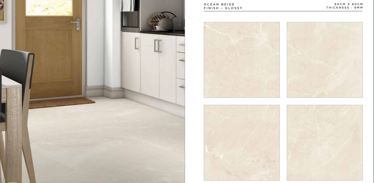 BRAND NEW OCEAN BEIGE 60X60 PREMIUM GLOSSY TILE. PRICE PER SQM