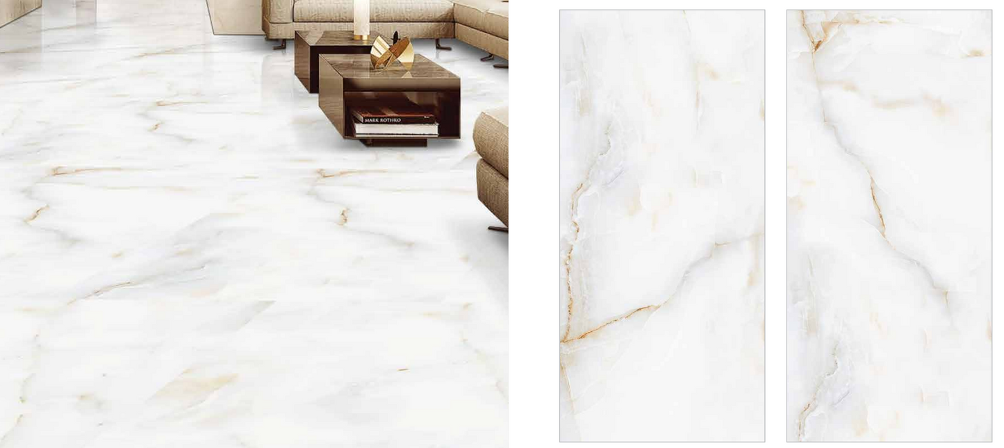 PRICE PER SQM-LUXURY DOLMEN BIANCO 60X120 GLOSSY TILE
