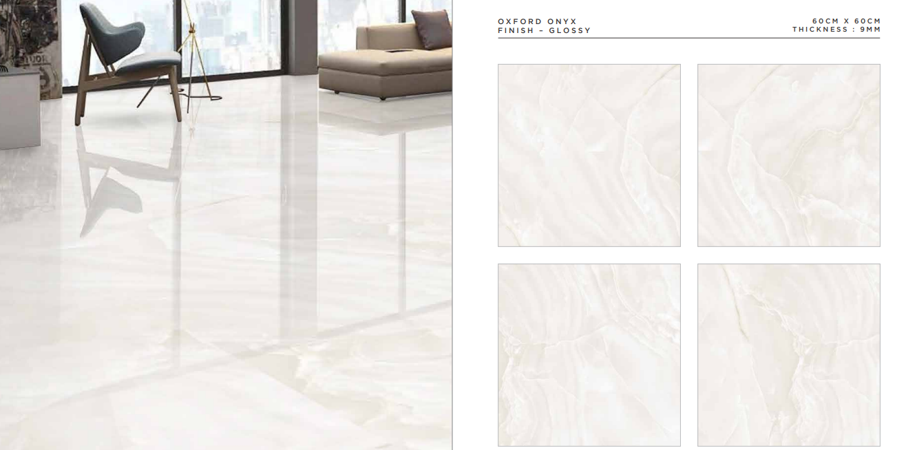 BRAND NEW OXFORD ONYX 60X60 PREMIUM GLOSSY TILE. PRICE PER SQM