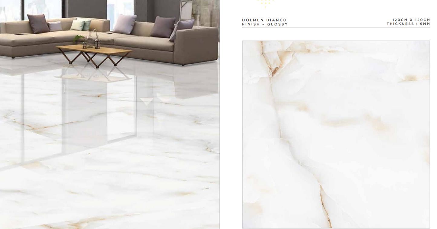 DOLMEN BIANCO GLOSSY FINISH 60X60  PORCELAIN TILES