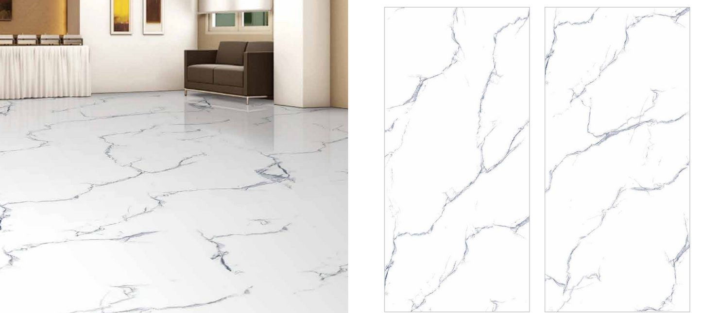 PRICE PER SQM-PREMIUM 60X120 CARRARA WHITE MARBLE FINISH TILES
